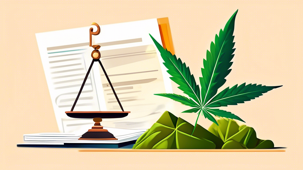 Create an image that visually represents Upcoming Changes to Marijuana's Legal Classification. Illustrate a balanced scale with one side holding a cannabis leaf and the other side holding legal docume