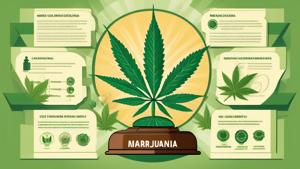 Create an image that visually represents the changing federal classification of marijuana. The scene could feature a blend of symbolic elements such as a gavel indicating law, marijuana leaves, govern