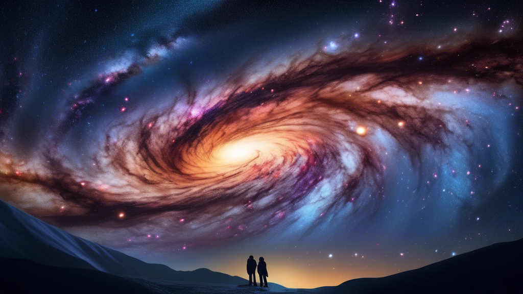 Create an image illustrating the concept of Strain of the Milky Way. Include a dramatic scene of our galaxy, the Milky Way, stretching and bending as if under cosmic tension. Add vibrant colors and sw