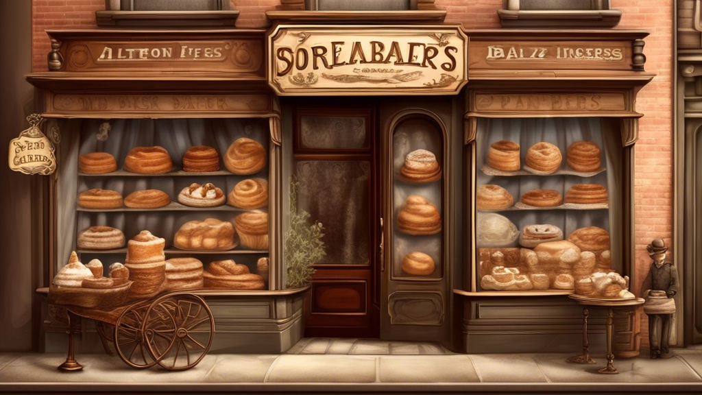 Create an image depicting an old-fashioned bakery storefront from the year 1871 named 'Altezas Reales,' showcasing a sign that announces a price increase in a vintage and elegant manner. The scene inc