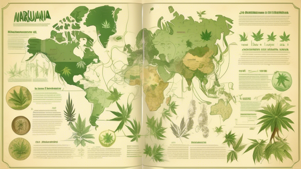 Create an illustrated timeline that depicts the history of marijuana. The timeline should start from ancient uses of cannabis in traditional medicines, show early cultivation in Asia and the Middle Ea