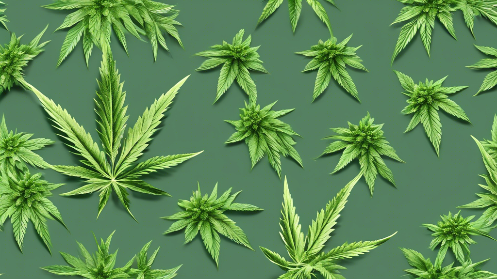 Create an ultra-realistic 3D render of a marijuana plant, showcasing intricate details such as leaves, buds, and trichomes. The background should be a simple, neutral gradient to highlight the plant's