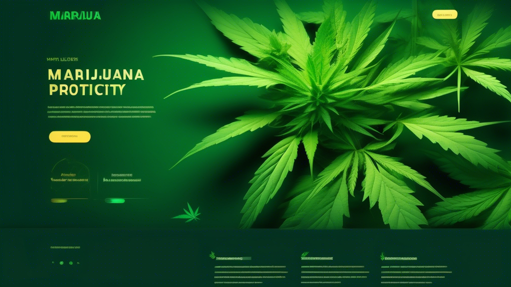 Create an image showcasing a digital landscape filled with vibrant, futuristic website interfaces dedicated to marijuana. The interfaces should display elements like cannabis leaves, buds, informative