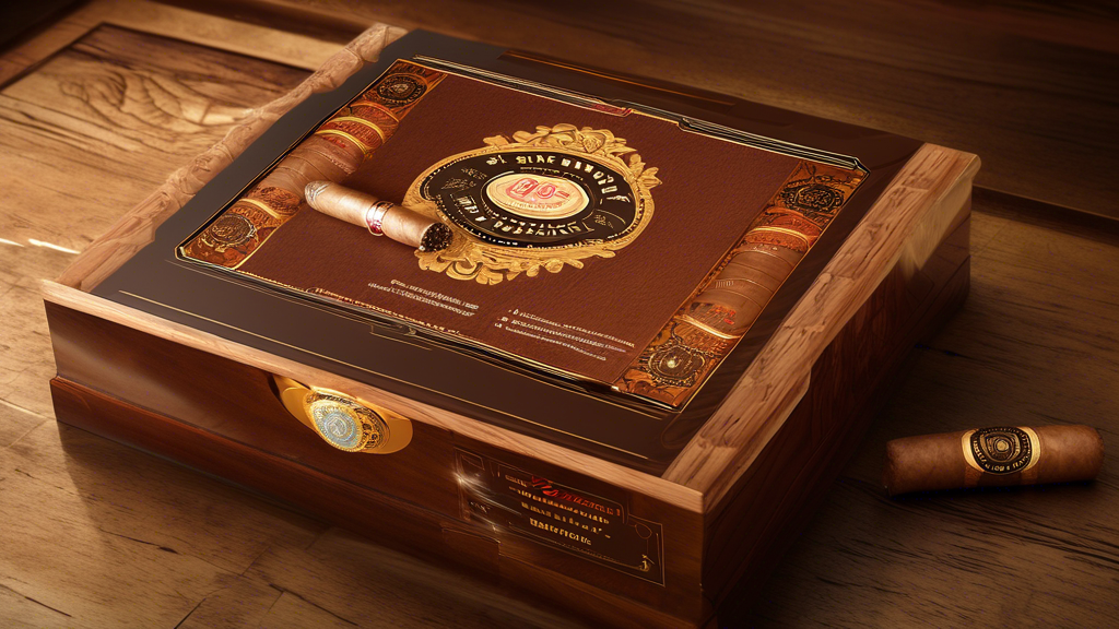 Create a DALL-E prompt for an image that illustrates the celebration of the H. Upmann cigar brand's 180th anniversary, featuring a luxurious and elegant display of the anniversary edition cigars. Incl