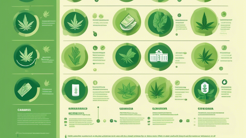 An informative and friendly infographic illustrating a step-by-step guide to buying marijuana legally. The infographic features clean and modern design elements, including icons for each step, such as