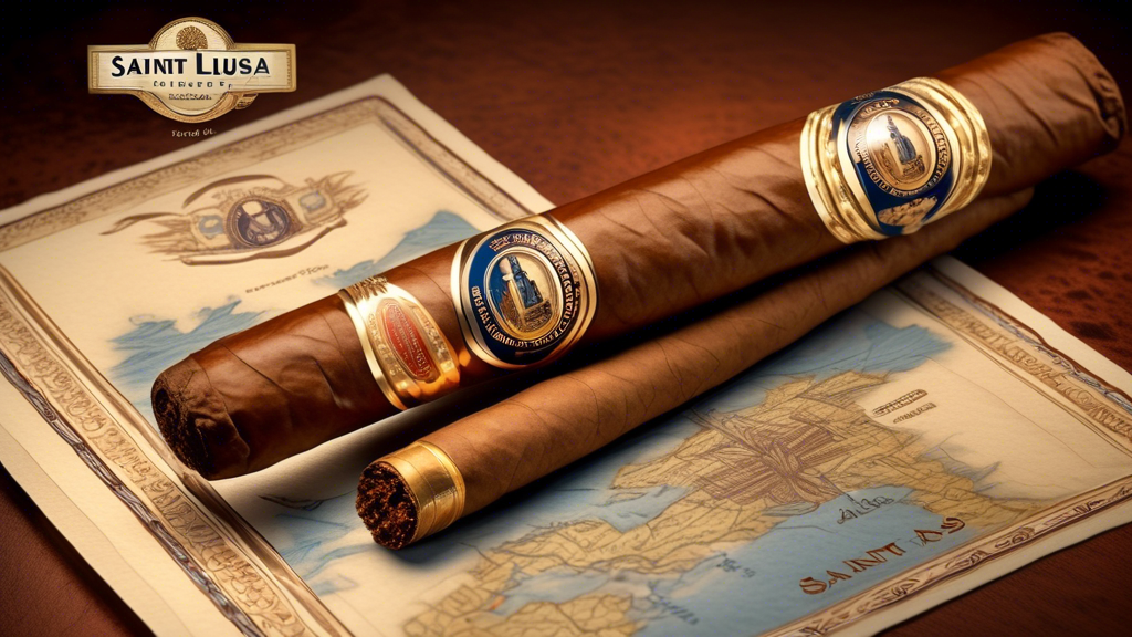 Create a realistic, high-resolution image of the new Saint Luis Rey Carenas Ultramar cigar by Altadis U.S.A. Show the cigar in an elegant, luxurious setting, with the branding clearly visible on the c